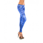 Trade Shop Traesio-leggings Effetto Denim Jeggings Donna Con Stampa Jeans Candeggiato -