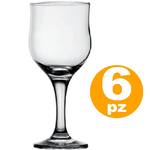 Trade Shop Traesio-set 6pz Calici Calice Tulipe In Vetro 24cl Bicchieri Per Acqua Vino Rosso Bianco -