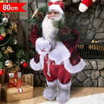 Trade Shop Traesio-babbo Natale Elegante 80cm In Plastica Vestiti In Tessuto Decorazione Natalizia -