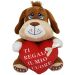 Trade Shop Traesio-cane Peluche 25 Cm Pupazzo Con Cuore Scritta "ti Regalo Il Mio Cuore" 67761 -