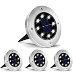 Trade Shop Traesio-4 Faro Lampada Led Solare Da Esterno Giardino Faretto 8 Led Picchetto Segnapassi -