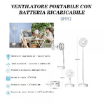 Trade Shop Traesio-ventilatore Pieghevole Portatile Batteria Ricaricabile P11 Salvaspazio 4 Velocità -