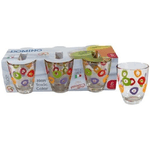 Trade Shop Traesio-set Servizio 6 Bicchieri In Vetro Decorati Con Cerchi 250ml Stile Retrò Anni 60 -