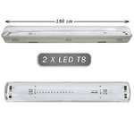 Trade Shop Traesio-plafoniera Stagna 2 Neon Led Tubo T8 G13 150 Cm Da Parete Soffitto Ip65 T8-150s -