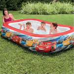 Trade Shop Traesio-piscina Gonfiabile Bambini Disney Cars 2 Anelli 262 X 175 X 56 Cm Da Giardino -