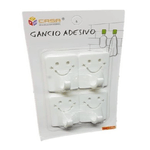 Trade Shop Traesio-set 4 Ganci Appendini Da Parete Adesive Casa Cucina Bagno Attaccapanni Smile -