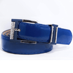 Trade Shop Traesio-cintura Donna Blu Ecopelle Pelle Cinta Tessuto Fibbia In Metallo Brillantini -