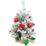 Trade Shop Traesio-albero Di Natale Effetto Innevato Dim. 60 Cm Con Decori Rossi Pigne Neve -