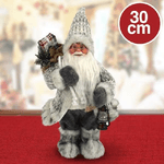 Trade Shop Traesio-babbo Natale Nordico 30 Cm Con Vestiti In Lana E Peluche Decorazioni Natalizie -