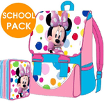 Trade Shop Traesio-kit Scuola School Pack Zaino Estensibile + Astuccio 3 Zip Disney Minnie Mouse -