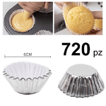 Trade Shop Traesio-set 720 Pz Pirottini Stampi Alluminio Vaschette Monouso Per Muffin Cupcake 6cm -