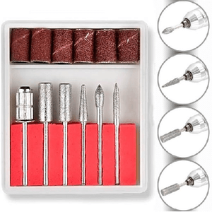 Trade Shop Traesio-6 Punte Kit Set Fresa Fresatrice Nail Art Unghie Cilindri Abrasivi Scovolini -