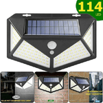 Trade Shop Traesio-faro 114 Led Con Pannello Solare E Sensore Di Movimento Faretto Crepuscolare -