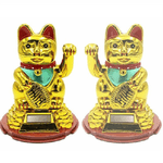 Trade Shop Traesio-gatto Della Fortuna Giapponese Oro Maneki Neko Braccio Mobile Solare Cinese -