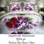 Trade Shop Traesio-completo Letto 3d Lenzuola Matrimoniale Sotto Sopra Copricuscini Rose Rosse -