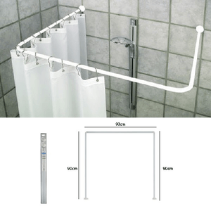 Trade Shop Traesio-supporto Tenda Doccia In Acciaio Bianco Bagno 90x90x90 Bastone Asta Telaio Curvo -