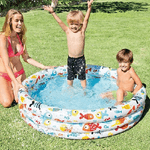 Trade Shop Traesio-piscina Gonfiabile 3 Anelli ø132xh.28 Cm Con Animali Marini Estate Bambini 59431 -