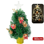 Trade Shop Traesio-albero Di Natale Mini 90 Cm Con Decori Palline Orsetto E Luci Incluse Pigne -