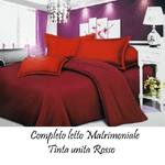 Trade Shop Traesio-completo Letto Lenzuola Matrimoniale Con Copri Cuscini Tinta Unita Colore Rosso -