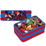 Trade Shop Traesio-astuccio Triplo Avengers Assemble 3 Zip Completo Accessoriato Bambini Scuola -