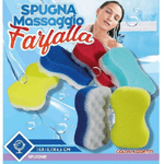 Trade Shop Traesio-set 3 Pezzi Spugna Corpo Bagno Doccia Colorate Farfalla Morbide Massaggio 40148 -