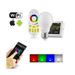 Trade Shop Traesio-lampada Led Wifi Luce Bianca Rgb Multicolor E27 Telecomando Rf Modulo Smartphone -