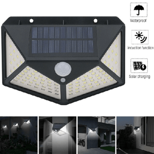 Trade Shop Traesio-lampada Luce Faretto Faro Esterno Energia Solare 100 Led Sensore Movimento -