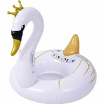 Trade Shop Traesio-ciambella Salvagente Cavalcabile Cigno Bianco E Oro Bambini 115cm Mare Piscina -