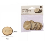 Trade Shop Traesio-set 5 Pezzi Dischi Disco Di Legno Decorativo Per Ornamento 4x0.5cm Rotondo 72106 -