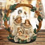 Trade Shop Traesio-presepe Nativita' Con Corona Legno Agrifoglio Altezza 49cm Decorazioni Natalizie -