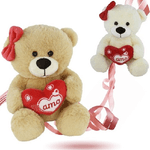 Trade Shop Traesio-orsetto Orsa Peluche Con Cuore Scritta Ti Amo Fiocco 22 Cm San Valentino 92614 -