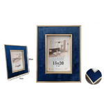 Trade Shop Traesio-cornice Per Foto Poster Quadri Tele Portafoto 15 X 20 Cm Blu Con Bordi Oro 70312 -