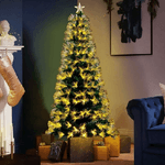 Trade Shop Traesio-albero Di Natale Luminoso 180 Cm Con Luci Led Fibra Ottica Bianco Caldo -