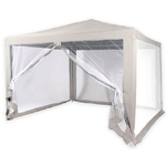 Trade Shop Traesio-gazebo 2,4 X 3 X 2,50 M Tendone Giardino Telo Bianco Impermeabile Con Zanzariera -