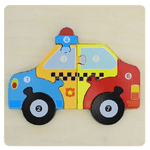 Trade Shop Traesio-puzzle 3d Blocchi Legno Forma Macchina Polizia Educativo Colorato Gioco Bambini -