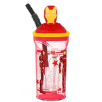 Trade Shop Traesio-bicchiere Con Cannuccia Integrata Iron Man In 3d Capienza 360 Ml Per Bimbi -