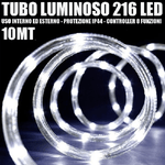 Trade Shop Traesio-tubo Luminoso 216 Led Bianco Freddo 10 Mt 3vie Uso Interno/esterno + Controller -