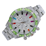 Trade Shop Traesio-orologio Da Polso Unisex Quarzo Acciaio Data Diamond Strass Silver Ghiera Verde -