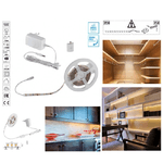 Trade Shop Traesio-kit Striscia Led Con Tasto Interruttore Touch Dimmer Bianco Caldo 3000k 7,5 Watt -