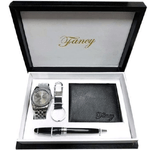 Trade Shop Traesio-cofanetto Set Regalo Elegante Per Uomo Orologio Portafoglio Penna Portachiavi -