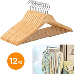 Trade Shop Traesio-set 12 Grucce Appendiabiti Stampelle In Legno Porta Abiti Armadio Casa Negozio -