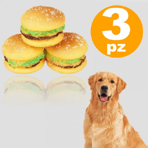 Trade Shop Traesio-3 Giocattolo Panino Hamburger Gomma Suono Resistente Da Masticare Per Cani -