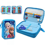 Trade Shop Traesio-astuccio Frozen Anna Elsa Disney 3 Zip Scomparto Accessoriato Scuola Bambini -