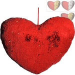 Trade Shop Traesio-cuscino Cuore Paillettes Bicolore Rosso Dorato Bianco 40x30 Regalo San Valentino -