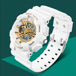 Trade Shop Traesio-orologio Sportivo Sanda Uomo Resistente Acqua Cronografo Sveglia Bianco -