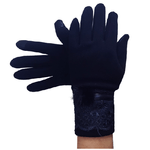 Trade Shop Traesio-guanti Tessuto Cotone Donna Blu Pon Pon Pizzo Taglia 8 Gloves Fodera -