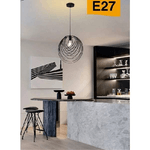 Trade Shop Traesio-lampadario A Sospensione Nero E27 Lampada Geometrica Da Soffitto Decorativa B86 -