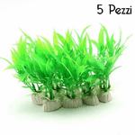 Trade Shop Traesio-set 5 Pianta 12 Cm Piantina Artificiale Per Acquario Piante Finte Plastica Verde -