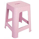 Trade Shop Traesio-sgabello In Plastica Rattan Rosa H 45,5 Cm Sedia Complemento D'arredo Per Casa -