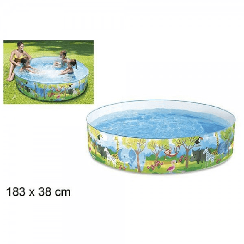 Trade Shop Traesio-piscina Rotonda Gonfiabile 183x38 Cm Decorazione Safari Bambini Giardino Estate -